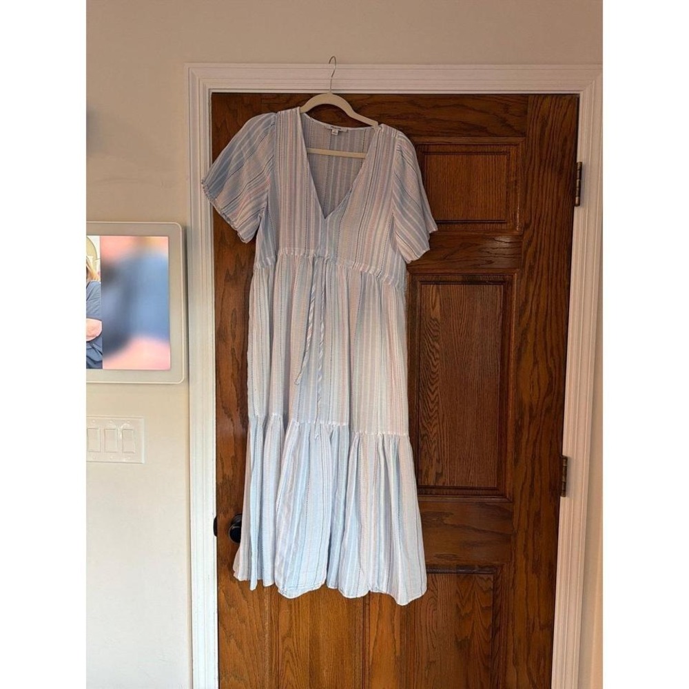 Madewell Light Blue & White Striped Maxi Dress